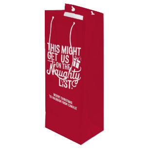 Custom Name Christmas Naughty List Wine Gift Bag