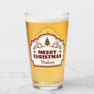 Custom name Christmas pint glass