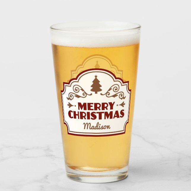 Custom name Christmas pint glass (Back Filled)