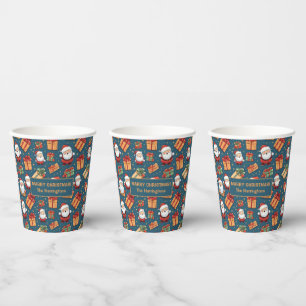 Custom Name Christmas Santa Paper Cups