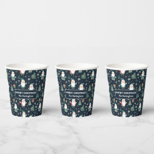 Custom Name Christmas Santa Paper Cups