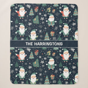 Custom Name Christmas Santa Sherpa Blanket