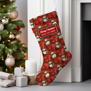 Custom Name Christmas Stocking Watercolor Vintage 
