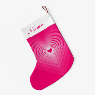 Custom Name Christmas Stocking with Pink Hearts
