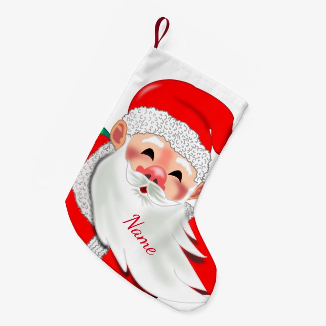 Custom Name Christmas Stocking with Santa Claus (Front (Hanging))