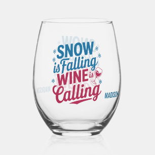 Custom Name Christmas Wine Stemless Wine Glass