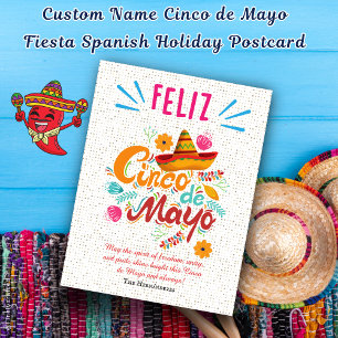 Custom Name Cinco de Mayo Fiesta Spanish Holiday Postcard