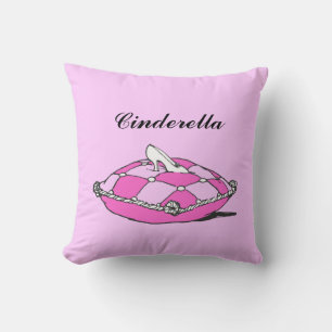 Custom Name Cinderella Slipper Pink Pillow