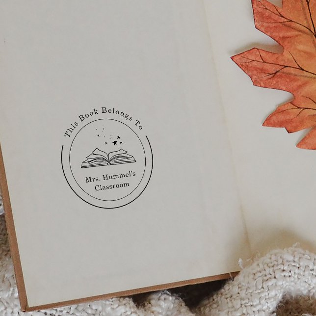 Custom Name Circle Book Belongs To Teacher  Rubber Stamp (Custom Name Circle Book Belongs To Teacher Rubber Stamp)