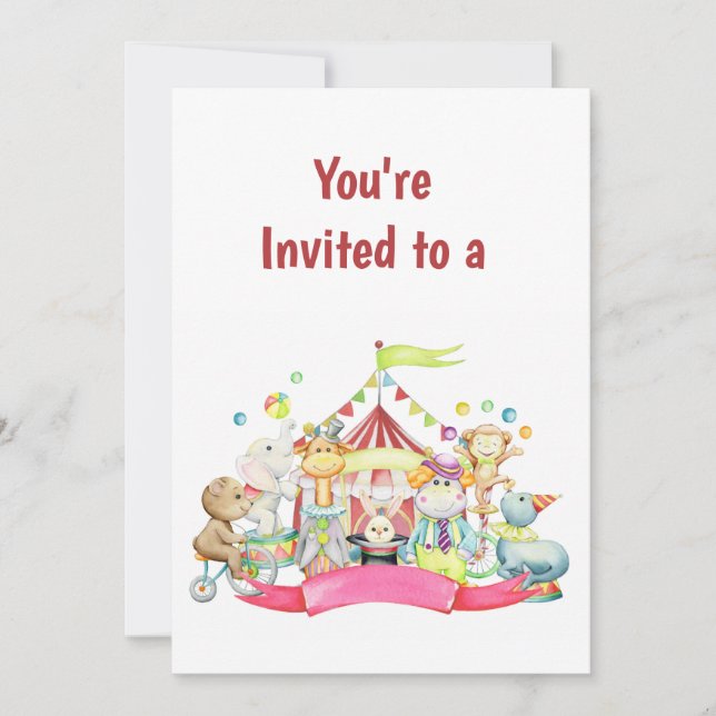 Custom Name Circus Birthday Party  Invitation (Front)