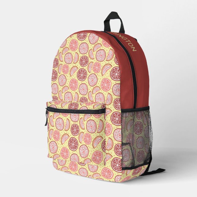 Custom Name Citrus Pattern Printed Backpack (Back Corner Right)