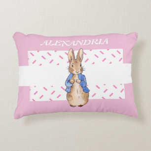 Custom Name Classic bunny in blue Decorative Cushion