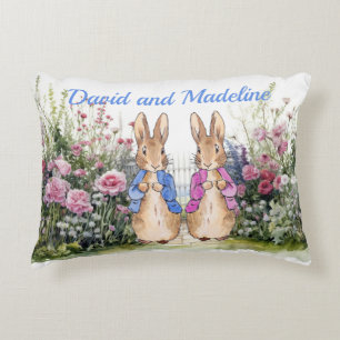 Custom Name Classic bunny in blue Decorative Cushion
