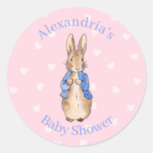 Custom name classic bunny in blue round sticker