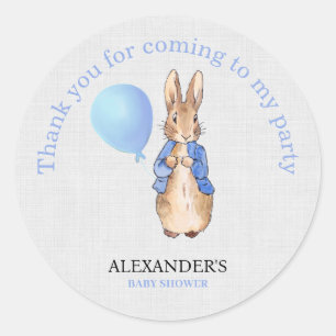 Custom name classic bunny in blue round sticker