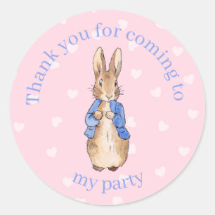 Custom name classic bunny in blue round sticker