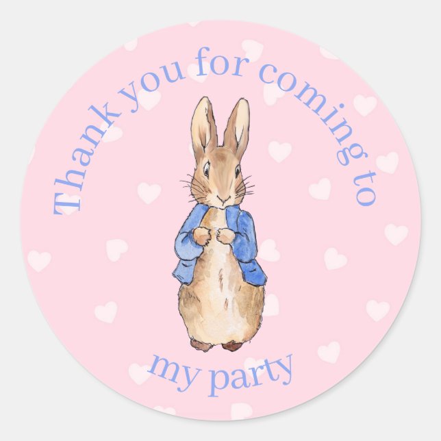 Custom name classic bunny in blue round sticker (Front)