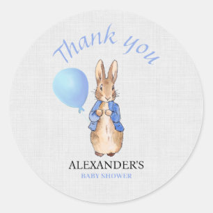 Custom name classic bunny in blue round sticker