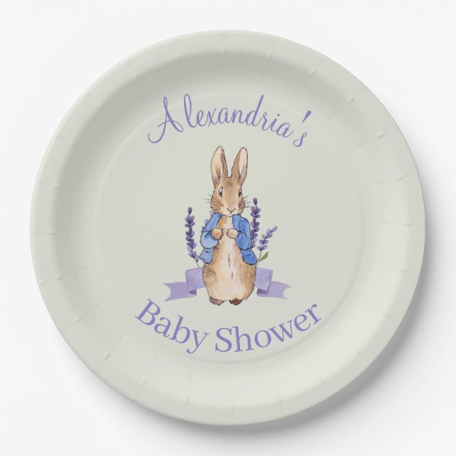 Custom name Classic bunny Paper Plate (Front)