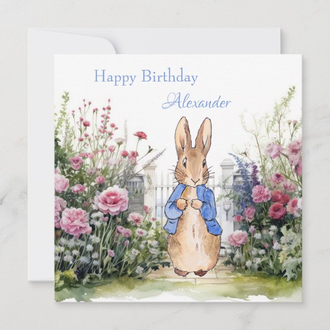 Custom name classic bunny rabbit card (Front)