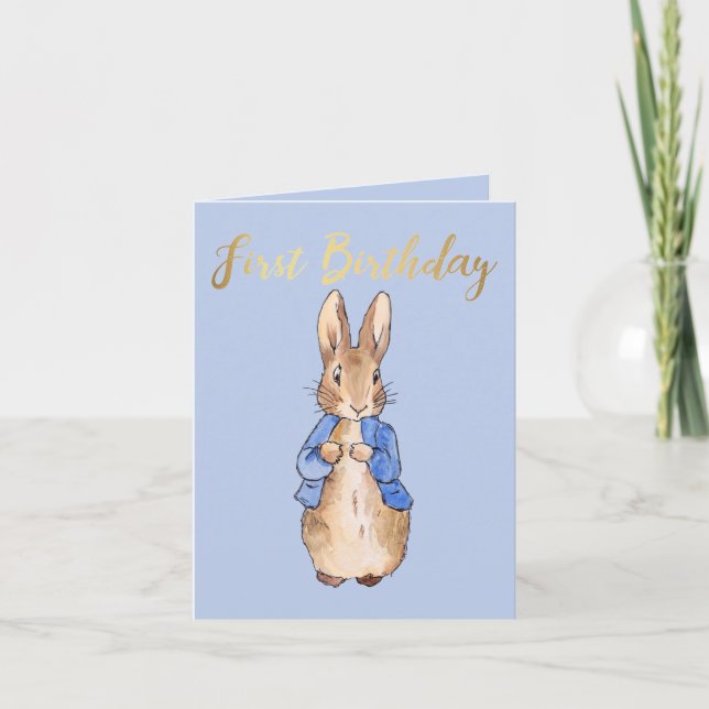 Custom Name Classic bunny rabbit First Birthday Invitation (Front)