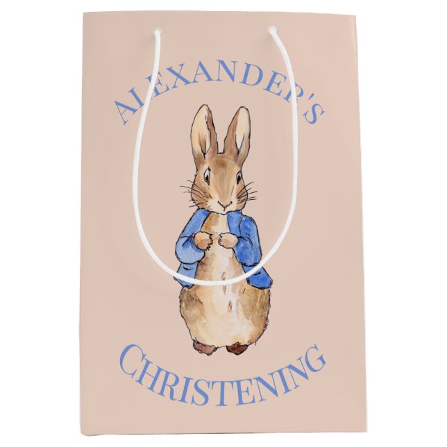 Custom Name Classic bunny rabbit Medium Gift Bag (Front)