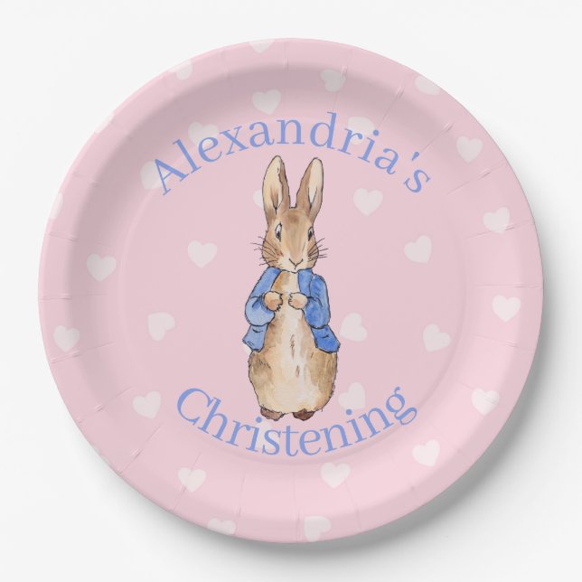 Custom Name Classic bunny rabbit Paper Plate (Front)