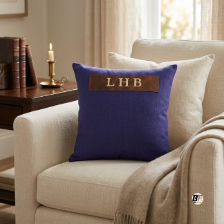 Custom Name Classic Initials Blue Cushion