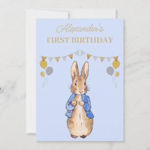 Custom Name Classic rabbit First Birthday Invitation