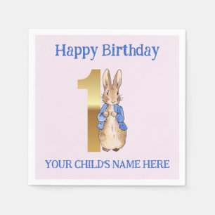 Custom Name Classic Rabbit First Birthday Napkin