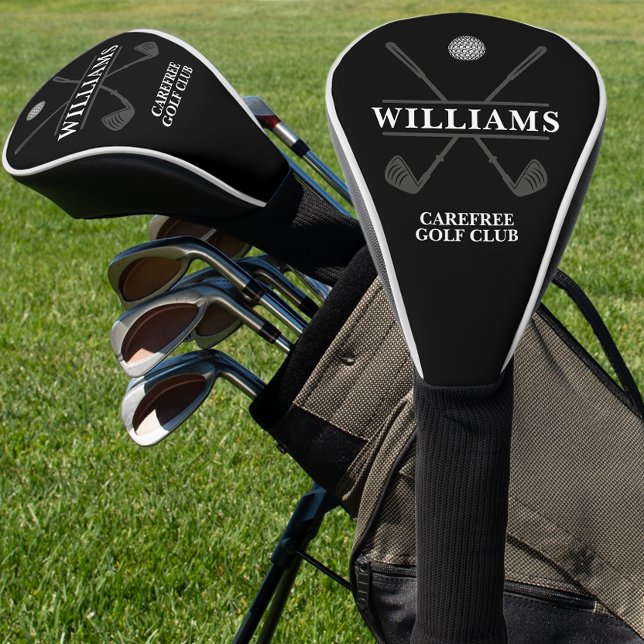 Custom Name Classic Style Black Golf Head Cover (Creator Uploaded)