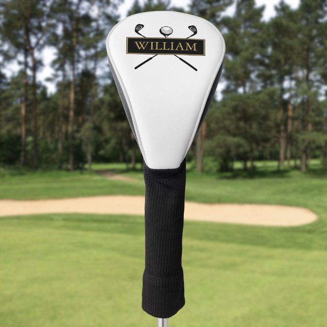 Custom Name Clubs And Ball Black Gold Golf Head Cover (Custom Name Clubs And Ball Black Gold Golf Head Cover)