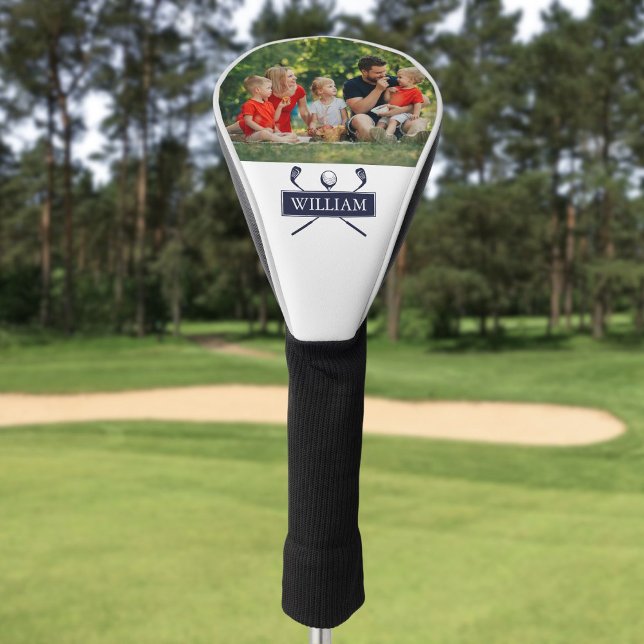 Custom Name Clubs And Ball Navy Blue Photo Golf Head Cover (Custom Name Clubs And Ball Navy Blue Photo Golf Head Cover)