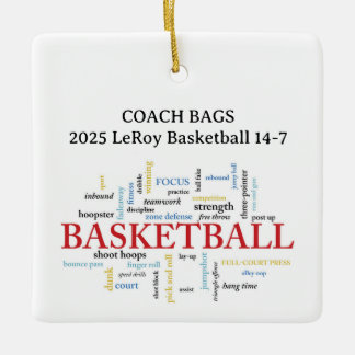 Custom Name Coach Word Cloud Ceramic Ornament