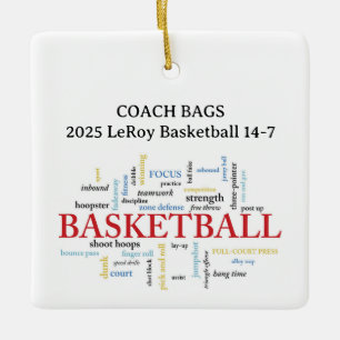 Custom Name Coach Word Cloud Ceramic Ornament