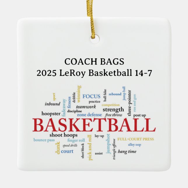 Custom Name Coach Word Cloud Ceramic Ornament (Front)