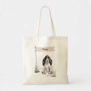 Custom Name Cocker Spaniel Pet Dog Tote Bag