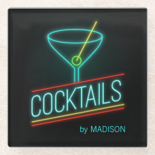 Custom name COCTAILS Glass Coaster