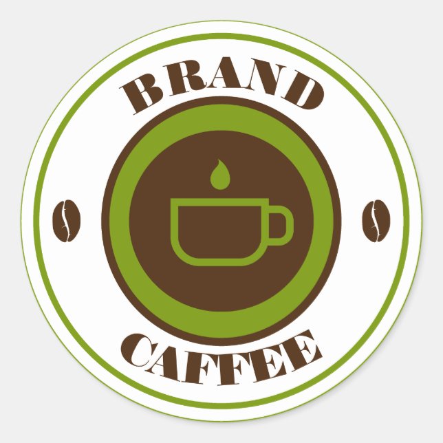 Custom name coffee logo classic round sticker (Front)