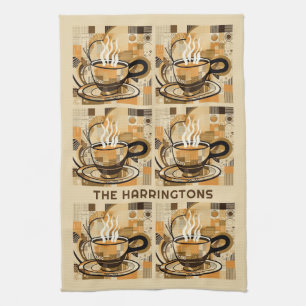 Custom Name Coffee Pattern Tea Towel