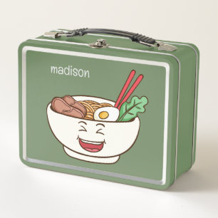 Custom Name & Color Cute Kawaii Noodles Metal Lunch Box