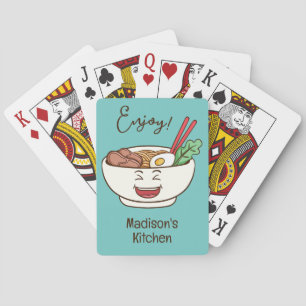 Custom Name & Color Cute Kawaii Noodles Playing Cards