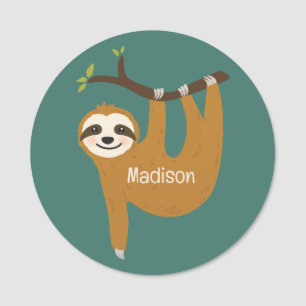 Custom Name & Color Cute Sloth Name Tag