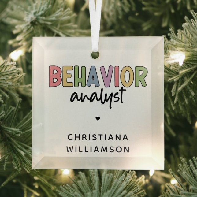 Custom Name Colorful Behavior Analyst Glass Tree Decoration (Insitu)