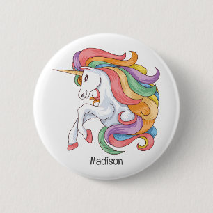 Custom Name Colorful Unicorn 6 Cm Round Badge