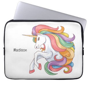 Custom Name Colorful Unicorn Laptop Sleeve