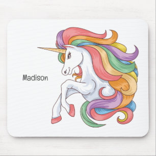 Custom Name Colorful Unicorn Mouse Pad