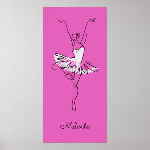 Custom name & colour Ballerina poster