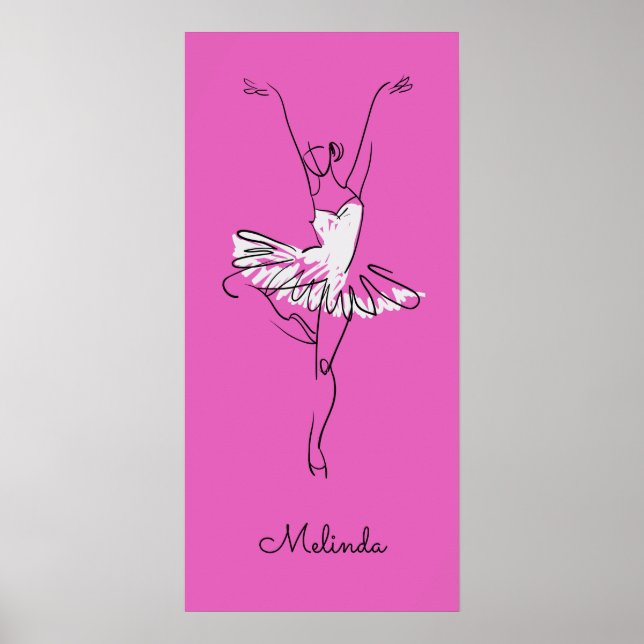 Custom name & colour Ballerina poster (Front)
