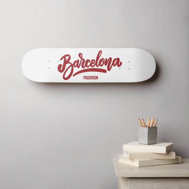 Custom Name & Colour Barcelona Skateboard (Wall Art (Horz))